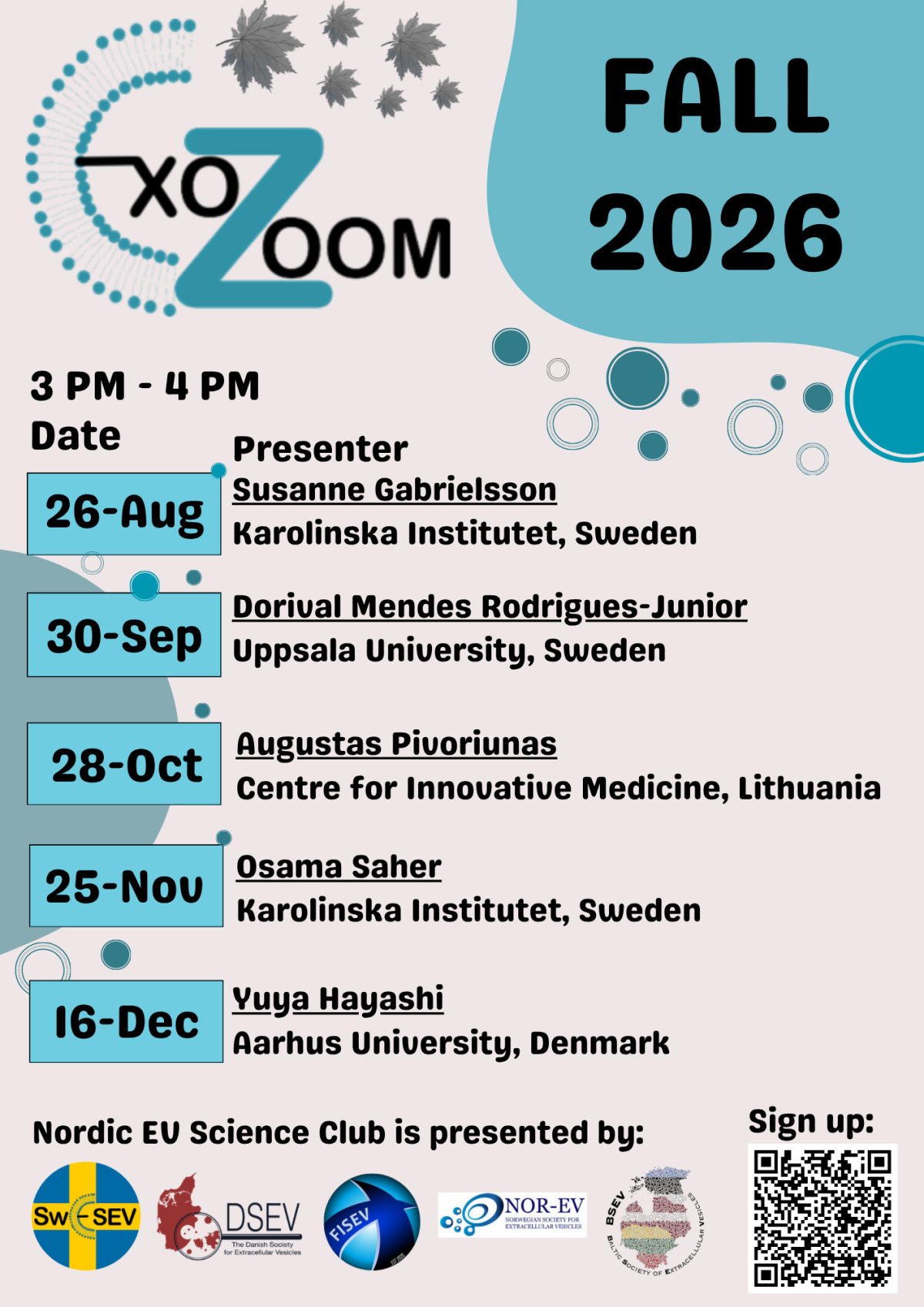 ExoZoom Fall 2026 schedule
